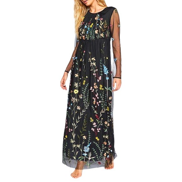 Free People | Dresses | Nwot Free People Yasmin Embroidered Maxi Dress Sz  Xs | Poshmark